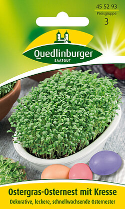 Ostergras-Osternest mit Kresse
